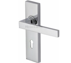 Heritage Brass Delta Door Handles On Backplate, Polished Chrome (Sold In Pairs)