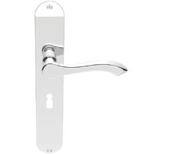 Andros Door Handles On Long Backplate, Polished Chrome (Sold In Pairs)