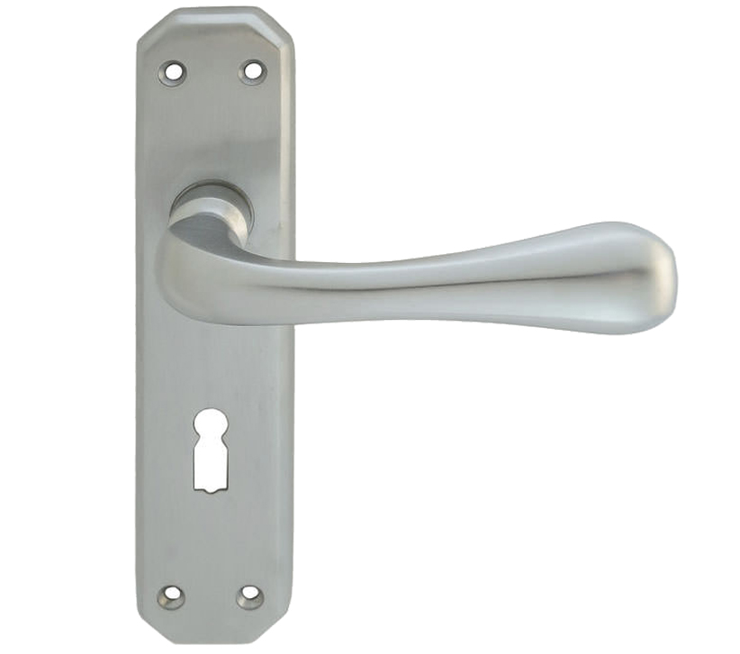 Eden Door Handles On Backplate, Satin Chrome (Sold In Pairs)