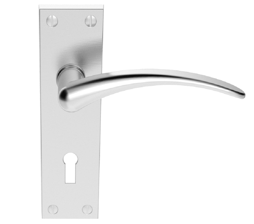 Wing Door Handles On Backplate, Satin Chrome (Sold In Pairs)