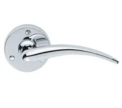 Wing Door Handles On Round Rose, Polished Chrome (Sold In Pairs)