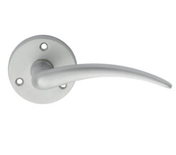 Wing Door Handles On Round Rose, Satin Chrome (Sold In Pairs)