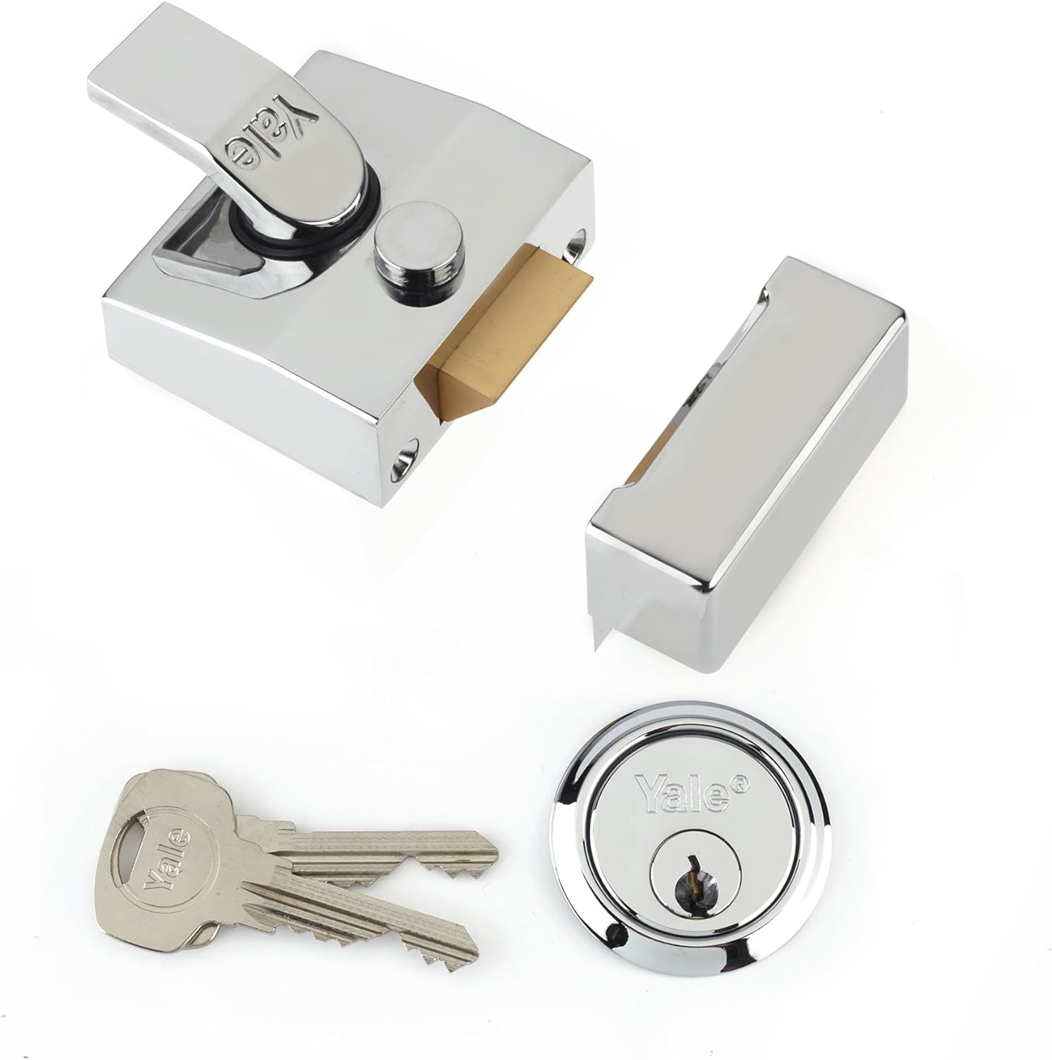 Deadlocking Nightlatch, High Security, with Automatic Deadlock, Chrome Finish