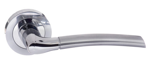 Eco Swell Aluminium Lever Door Handle on Round Rose - Satin Chrome/Polished Chrome