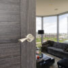 Eco Aqua Aluminium Lever Door Handle on Round Rose - Satin Nickel/Polished Nickel