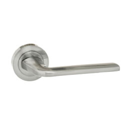 Eco Surf Aluminium Lever Door Handle on Round Rose - Satin Chrome