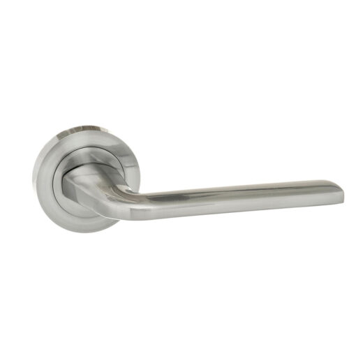 Eco Surf Aluminium Lever Door Handle on Round Rose - Satin Chrome