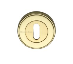 Heritage Brass Art Deco Style Standard Key Escutcheon, Polished Brass