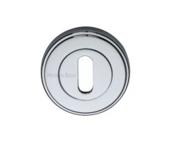 Heritage Brass Art Deco Style Standard Key Escutcheon, Polished Chrome