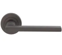 Trentino Door Handles On Round Rose, Matt Bronze (Sold In Pairs)