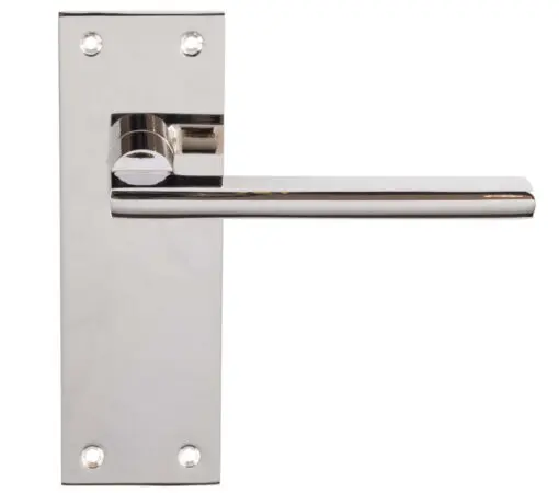 Trentino Door Handles On Slim Backplate, Polished Nickel (Sold In Pairs)