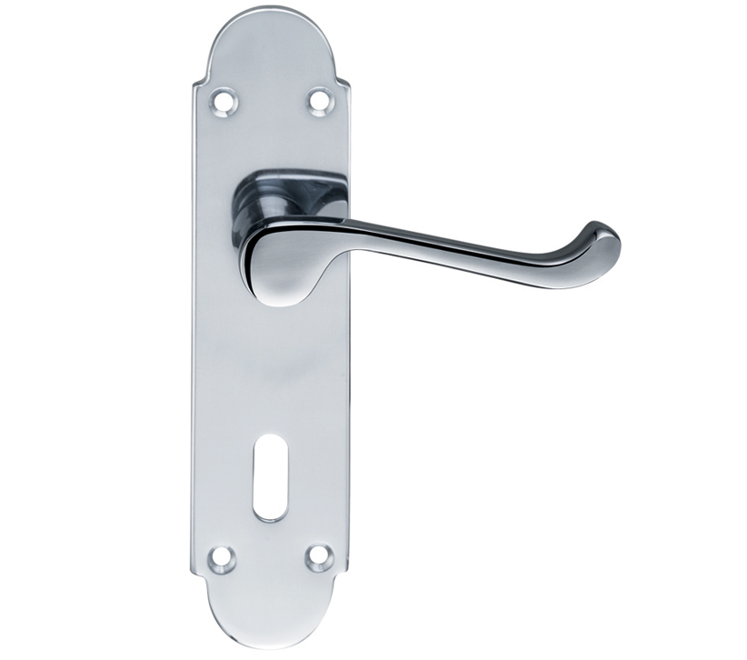 Zoo Hardware Fulton & Bray Oxford Door Handles On Backplate, Polished Chrome (Sold In Pairs)