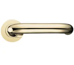 Zoo Hardware Fulton & Bray Rtd Lever On Round Rose, Polished Brass (Sold In Pairs)