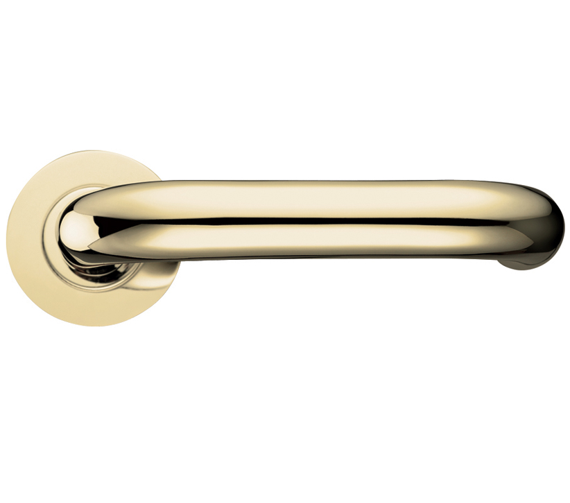 Zoo Hardware Fulton & Bray Rtd Lever On Round Rose, Polished Brass (Sold In Pairs)