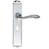 Arundel Door Handles On Long Backplate, Polished Chrome (sold in pairs)