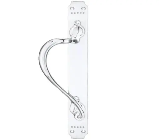 Fulton & Bray Left Or Right Handed Cast Brass Pull Handle With Art Nouveau Backplate, Polished Chrome