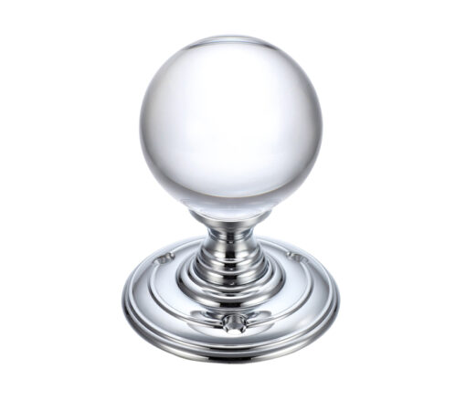 Zoo Hardware Fulton & Bray Clear Glass Ball Mortice Door Knobs, Polished Chrome (Sold In Pairs)