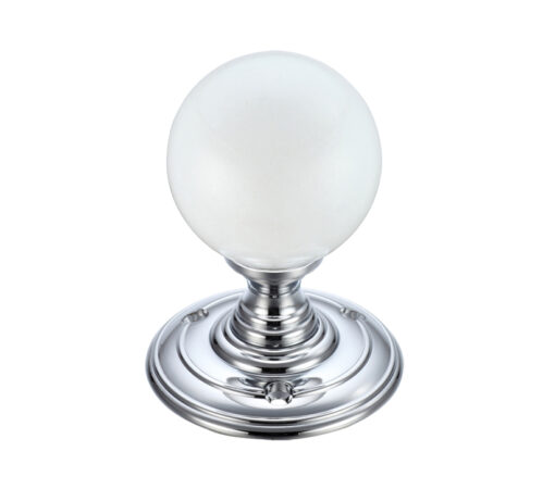 Zoo Hardware Fulton & Bray Frosted Glass Ball Mortice Door Knobs, Polished Chrome - (Sold In Pairs)