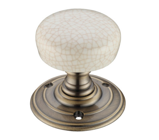 Zoo Hardware Fulton &Amp; Bray Ivory Crackle Glaze Porcelain Door Knobs, Florentine Bronze (Sold In Pairs)