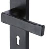 M Marcus Cheswell Door Handles, Smooth Black Iron (Sold In Pairs)