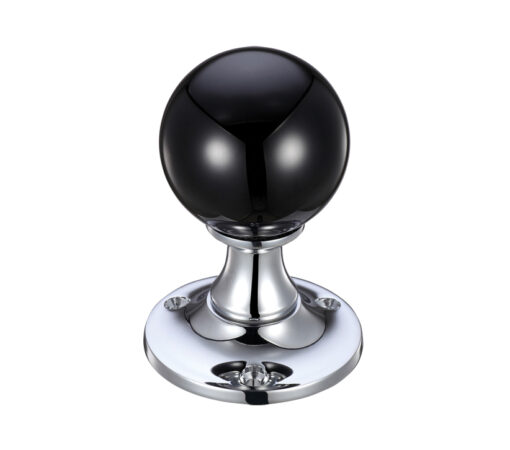 Zoo Hardware Fulton & Bray Black Glass Ball Mortice Door Knobs, Polished Chrome - (Sold In Pairs)