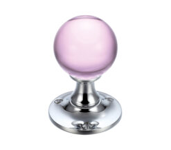 Zoo Hardware Fulton & Bray Pink Glass Ball Mortice Door Knobs, Polished Chrome - (Sold In Pairs)