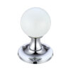 Zoo Hardware Fulton & Bray White Glass Ball Mortice Door Knobs, Polished Chrome - (Sold In Pairs)