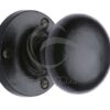 M Marcus Alveley Round Mortice Door Knob, Smooth Black Iron (Sold In Pairs)