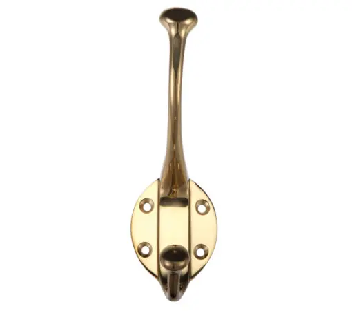 Zoo Hardware Fulton & Bray Hat & Coat Hook, Polished Brass - Fb72