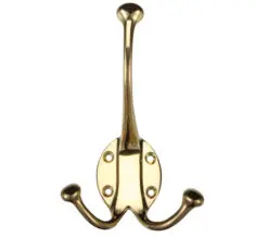 Zoo Hardware Fulton & Bray Double Hat & Coat Hook, Polished Brass -