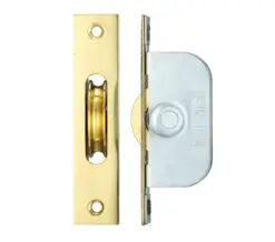 Zoo Hardware Fulton & Bray 1 3/4" Wheel Sash Window Brass Ball Bearing Axle Pulley (Square Forend), Polished Brass -