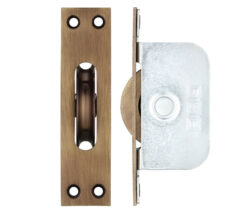 Zoo Hardware Fulton & Bray 2 1/4" Wheel Sash Window Brass Ball Bearing Axle Pulley (Square Forend), Florentine Bronze