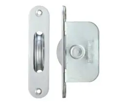 Zoo Hardware Fulton & Bray 2 1/4" Wheel Sash Window Brass Ball Bearing Axle Pulley (Radius Forend), Satin Chrome -