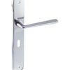 Forme Brigette Solid Brass Key Lever Door Handle on Backplate - Polished Chrome