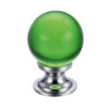 Green Glass Ball Cupboard Knobs (25mm Or 30mm), Polished Chrome Base