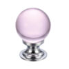 Pink Glass Ball Cupboard Knobs (25mm Or 30mm), Polished Chrome Base