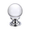 Clear Glass Ball Cupboard Knobs (25mm Or 30mm), Polished Chrome Base