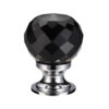 Black Facetted Glass Ball Cupboard Knobs (25mm Or 30mm), Polished Chrome Base