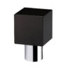 Black Glass Cube Cupboard Knobs (25mm OR 30mm), Polished Chrome