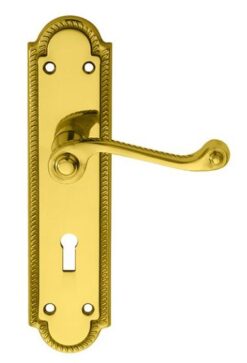 Carlisle Brass FG27 Georgian Lever On Shaped Backplate - Lock 57mm C/C Polished Brass