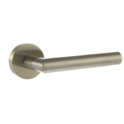 Forme Elle Lever Door Handle on Minimal Round Rose - Satin Nickel