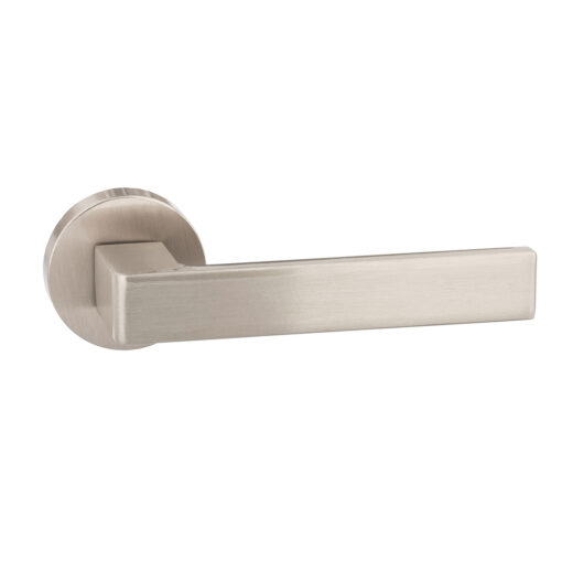 Forme Asti Lever Door Handle on Minimal Round Rose - Satin Nickel