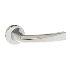 Forme Crystal Lever Door Handle on Minimal Round Rose - Polished Chrome