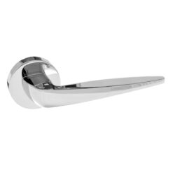 Forme Foglia Lever Door Handle on Minimal Round Rose - Polished Chrome