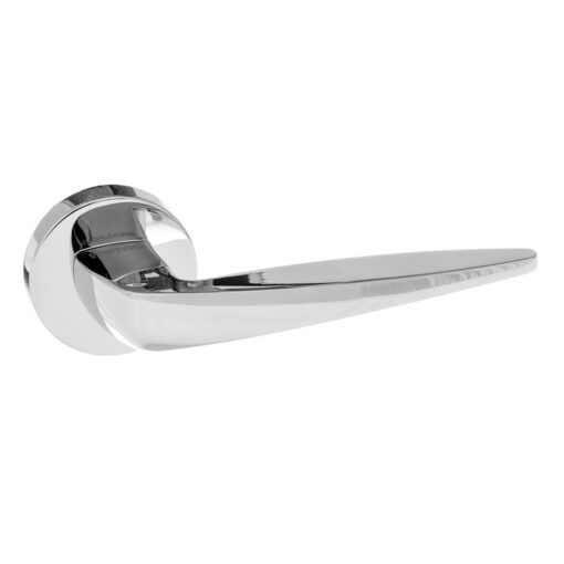 Forme Foglia Lever Door Handle on Minimal Round Rose - Polished Chrome