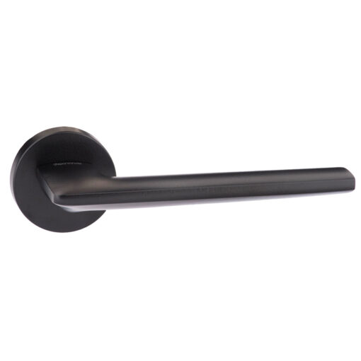 Forme Boston Lever Door Handle on Minimal Round Rose - Matt Black