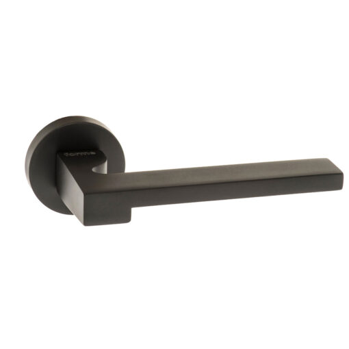 Forme Ginevra Lever Door Handle on Minimal Round Rose - Matt Black