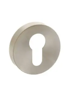 Forme Euro Escutcheons on Minimal Round Rose - Satin Nickel