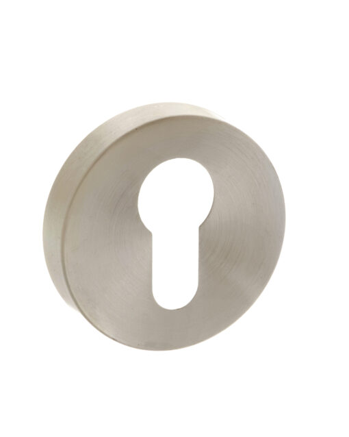 Forme Euro Escutcheons on Minimal Round Rose - Satin Nickel