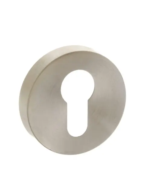 Forme Euro Escutcheons on Minimal Round Rose - Satin Nickel